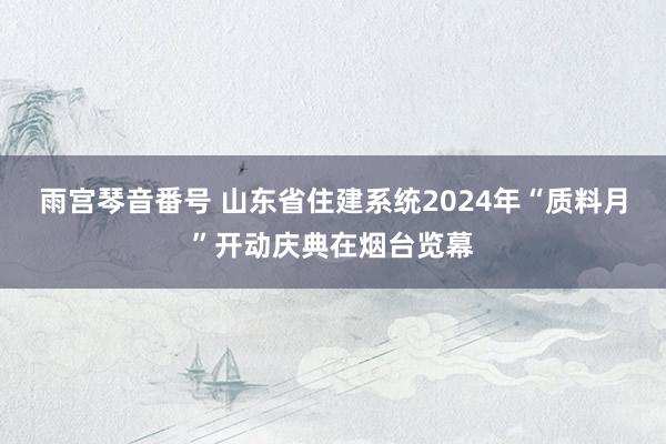 雨宫琴音番号 山东省住建系统2024年“质料月”开动庆典在烟台览幕