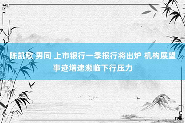 陈凯歌 男同 上市银行一季报行将出炉 机构展望事迹增速濒临下行压力