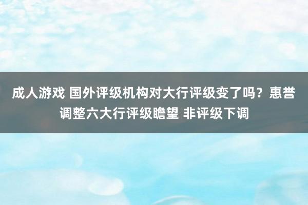 成人游戏 国外评级机构对大行评级变了吗？惠誉调整六大行评级瞻望 非评级下调