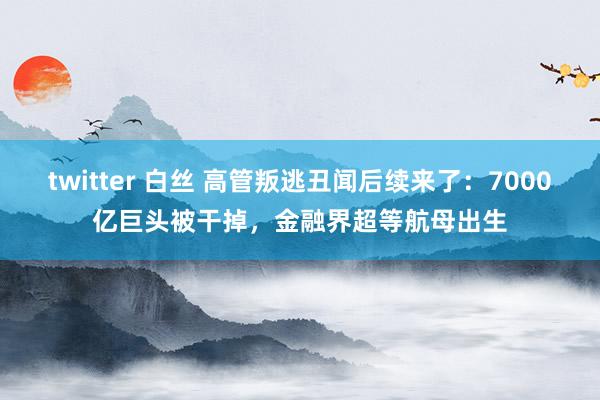 twitter 白丝 高管叛逃丑闻后续来了：7000亿巨头被干掉，金融界超等航母出生