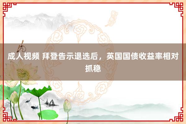 成人视频 拜登告示退选后，英国国债收益率相对抓稳