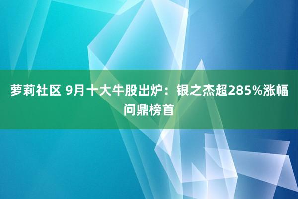 萝莉社区 9月十大牛股出炉：银之杰超285%涨幅问鼎榜首