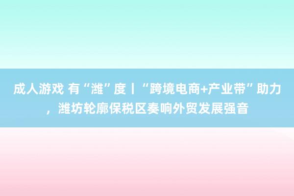 成人游戏 有“潍”度丨“跨境电商+产业带”助力，潍坊轮廓保税区奏响外贸发展强音