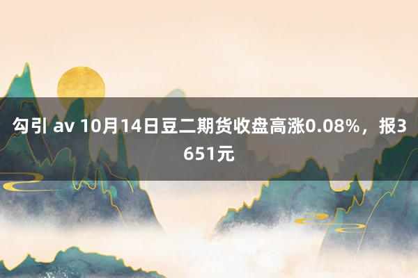 勾引 av 10月14日豆二期货收盘高涨0.08%，报3651元