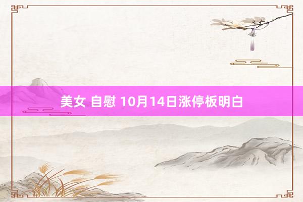 美女 自慰 10月14日涨停板明白