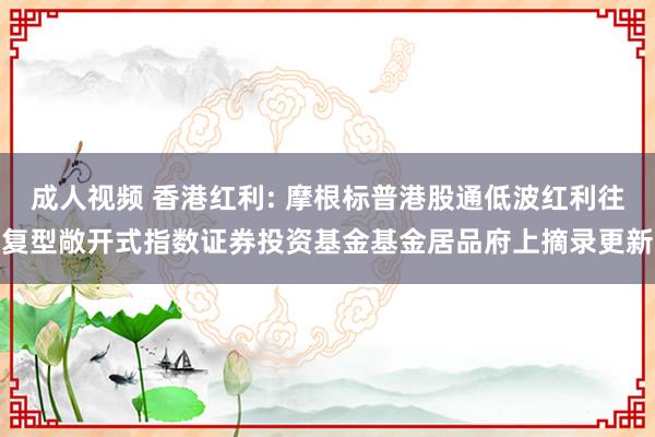 成人视频 香港红利: 摩根标普港股通低波红利往复型敞开式指数证券投资基金基金居品府上摘录更新