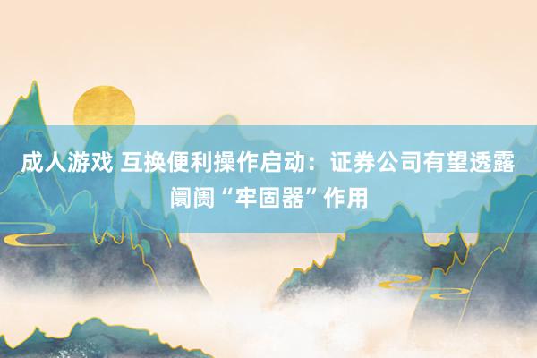 成人游戏 互换便利操作启动：证券公司有望透露阛阓“牢固器”作用