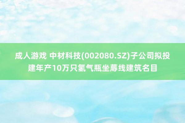 成人游戏 中材科技(002080.SZ)子公司拟投建年产10万只氢气瓶坐蓐线建筑名目