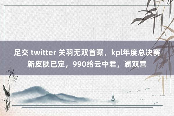 足交 twitter 关羽无双首曝，kpl年度总决赛新皮肤已定，990给云中君，澜双喜