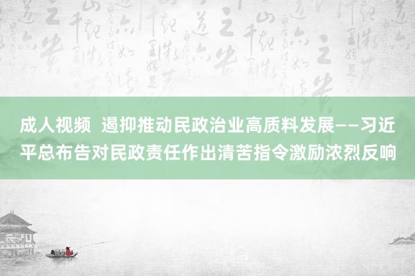 成人视频  遏抑推动民政治业高质料发展——习近平总布告对民政责任作出清苦指令激励浓烈反响