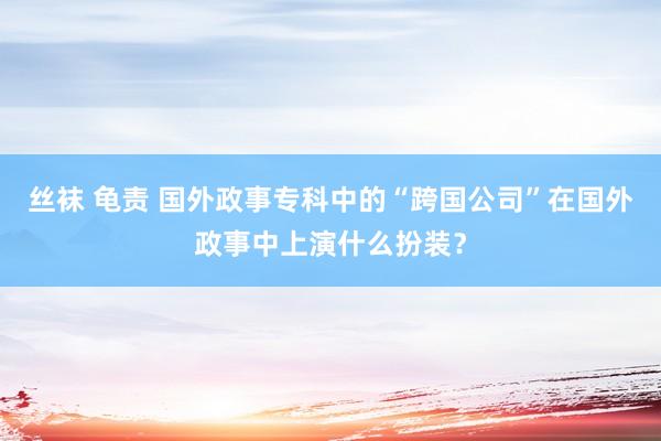 丝袜 龟责 国外政事专科中的“跨国公司”在国外政事中上演什么扮装？