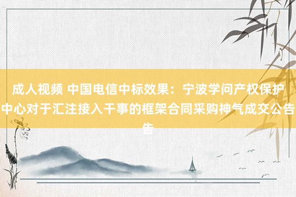 成人视频 中国电信中标效果：宁波学问产权保护中心对于汇注接入干事的框架合同采购神气成交公告