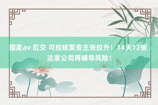 國產av 肛交 可控核聚变主张拉升！14天12板 这家公司再辅导风险！