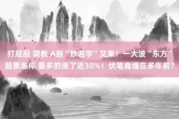 打屁股 调教 A股“炒名字”又来！一大波“东方”股票涨停 最多的涨了近30%！伏笔竟埋在多年前？