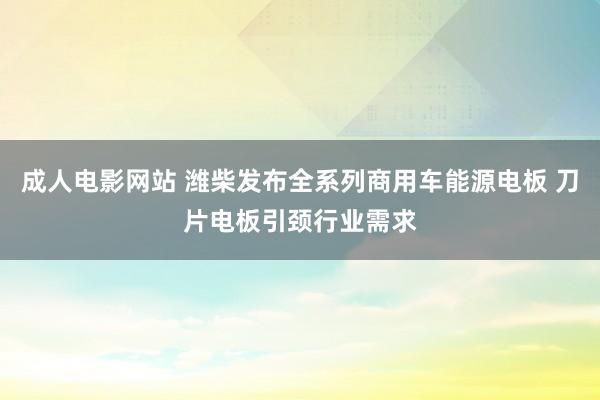 成人电影网站 潍柴发布全系列商用车能源电板 刀片电板引颈行业需求