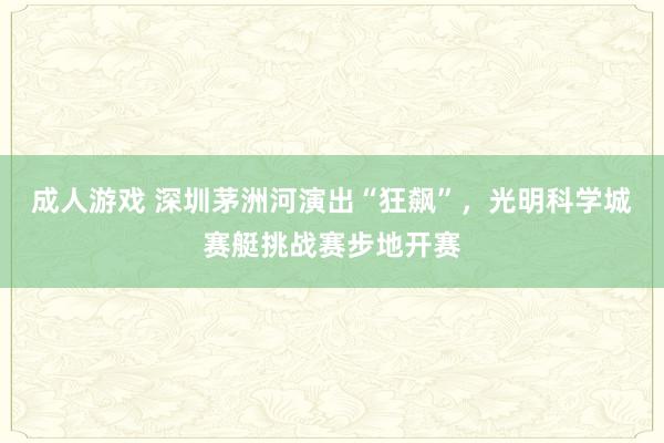 成人游戏 深圳茅洲河演出“狂飙”，光明科学城赛艇挑战赛步地开赛