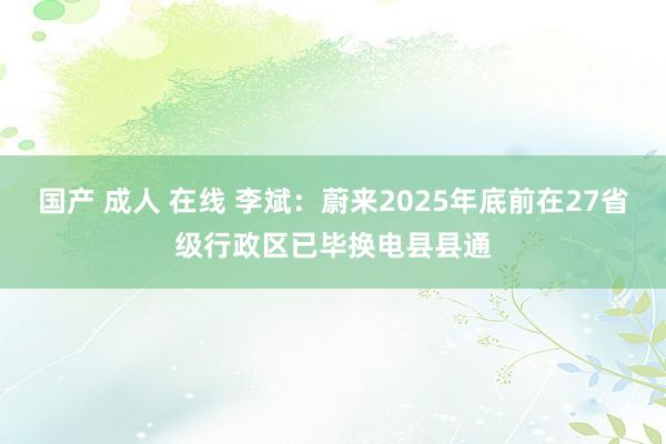 国产 成人 在线 李斌：蔚来2025年底前在27省级行政区已毕换电县县通