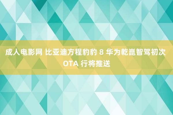 成人电影网 比亚迪方程豹豹 8 华为乾崑智驾初次 OTA 行将推送