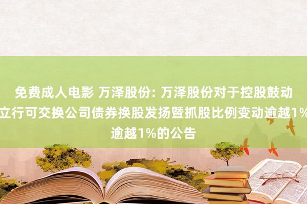 免费成人电影 万泽股份: 万泽股份对于控股鼓动非公树立行可交换公司债券换股发扬暨抓股比例变动逾越1%的公告