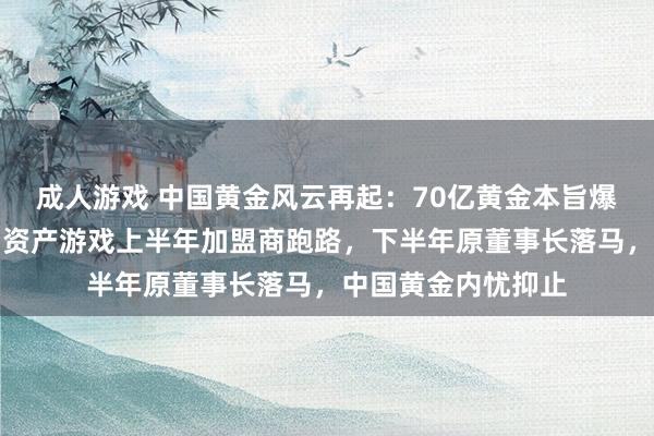 成人游戏 中国黄金风云再起：70亿黄金本旨爆雷案背后的权力与资产游戏上半年加盟商跑路，下半年原董事长落马，中国黄金内忧抑止