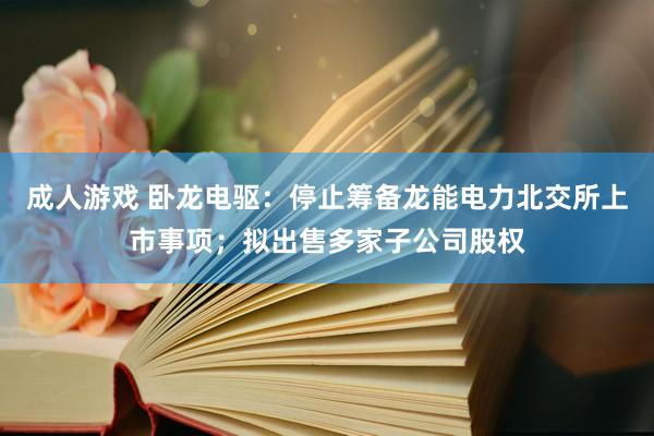 成人游戏 卧龙电驱：停止筹备龙能电力北交所上市事项；拟出售多家子公司股权