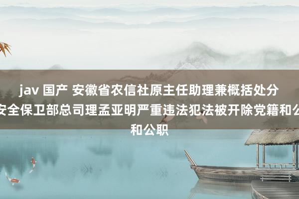 jav 国产 安徽省农信社原主任助理兼概括处分与安全保卫部总司理孟亚明严重违法犯法被开除党籍和公职