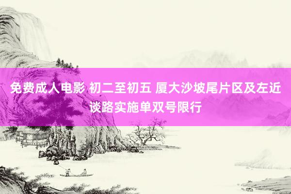 免费成人电影 初二至初五 厦大沙坡尾片区及左近谈路实施单双号限行