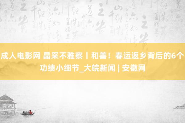 成人电影网 晶采不雅察丨和善！春运返乡背后的6个功绩小细节_大皖新闻 | 安徽网